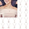 Initial Diamond Necklace for Girls, Rose Gold Filled Cubic Zirconia Pendant Choker Necklace Graduation Gifts Personalized Letter Initial Necklaces Anniversary Jewelry Gift for Mom Wife Girls Her ( Col