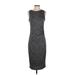 Ann Taylor LOFT Casual Dress - Midi Crew Neck Sleeveless: Gray Dresses - Women's Size Small