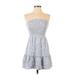 Hollister Casual Dress - Mini Open Neckline Sleeveless: Blue Print Dresses - Women's Size X-Small
