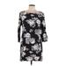 Old Navy Casual Dress - Mini Scoop Neck 3/4 sleeves: Black Floral Dresses - Women's Size Large