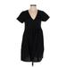 Madewell Casual Dress - Mini V Neck Short sleeves: Black Print Dresses - Women's Size X-Small