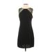 She + Sky Casual Dress - Shift High Neck Sleeveless: Black Print Dresses - Women's Size Small