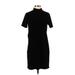 Madewell Casual Dress - Shift Mock Short Sleeve: Black Solid Dresses - Women's Size Small
