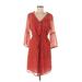 Old Navy Casual Dress V-Neck 3/4 sleeves: Red Dresses - Women's Size Medium