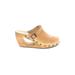 Sanita Mule/Clog: Slip On Wedge Casual Tan Print Shoes - Women's Size 40 - Round Toe