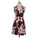 Jones New York Cocktail Dress - A-Line Halter Sleeveless: Brown Print Dresses - Women's Size 8