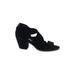 Eileen Fisher Heels: Slip-on Chunky Heel Casual Black Print Shoes - Women's Size 8 1/2 - Open Toe