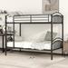 Black Metal Twin-over-Twin Bunk Bed with Guardrails