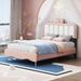 Twin Size Velvet Princess Bed Platform Bed with Bow-Knot Headboard