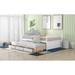 Full Size Solid Wood Daybed Sofa Bed with Twin Size Trundle and Three Drawers