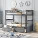Gray Sturdy Twin over Twin Bunk Bed with 2 Drawers