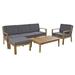 6-Piece Acacia Wood Patio Sectional Sofa Set with Coffee Table nd Removable Cushion