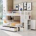 Convertible Gray Pine Wood Twin over Twin/Full Bunk Bed with Storage and Stairway