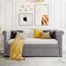 Twin Size Upholstered Daybed Sofa Bed with Trundle, with Armrest, Wood Slat Support