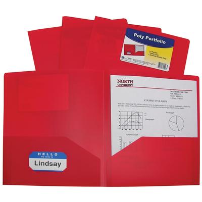 C-Line Poly 2-Pocket Portfolio Folder, Letter Size, Red, Pack of 25