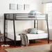 Black Contemporary Metal Tube Full XL over Queen Bunk Bed with Dual Ladders & Full-Length Guardrail