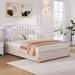 Beige Velvet LED Upholstered Platform Bed with 4 Drawers and 16 Colors and 4 Patterns RGB Lights