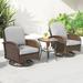 3 Pieces Patio Furniture Set, Outdoor Swivel Glider Rocker with Cushions and Table for Backyard