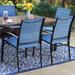 Outdoor Patio Dining Set 7 Piece Furniture Set with 6 Textilene Chairs and Metal Rectangular Brown Dining Table