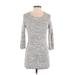 Zara Casual Dress - Mini Scoop Neck 3/4 sleeves: Ivory Marled Dresses - Women's Size Small
