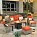 Red Barrel Studio® Daliya 5 - Person Outdoor Seating Group w/ Cushions in Orange | 33.07 H x 72.05 W x 32.68 D in | Wayfair