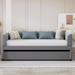 Latitude Run® Daybed w/ Ergonomic Design Backrest & Trundle Upholstered/Velvet in Gray | 28.9 H x 41.9 W x 79.7 D in | Wayfair