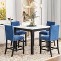 Red Barrel Studio® 5 Piece Dining Set Dining Table Set Dining Room Set Dining Set Kitchen Table & Chairs in Black/Brown/White | Wayfair