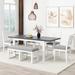 Gracie Oaks Dining Set w/ Bench Dining Table w/ Bench Farmhouse Table & Bench Set Dining Table Set Wood in Gray/White | 30.09 H in | Wayfair