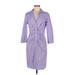 Vince Camuto Casual Dress - Sheath Collared 3/4 sleeves: Purple Stripes Dresses - Women's Size 8