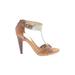 Nine West Heels: Tan Solid Shoes - Women's Size 8 - Open Toe