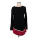 J.Jill Casual Dress - Shift Crew Neck Long Sleeve: Black Solid Dresses - Women's Size Small Petite