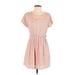 Bordeaux Casual Dress - Mini Scoop Neck Short sleeves: Pink Dresses - Women's Size Small