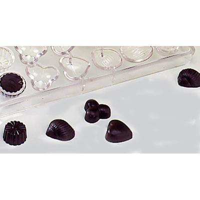 Matfer Bourgeat 380105 Various Shape Chocolate Mold w/ 24 Sections - Polycarbonate, Transparent