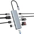 OOTDAY USB C Hub, USB 3.0 Ultra Slim Multiport Adapter USB C Multiport mit Schnelle Datenübertragung, 10 in 1 Hub Adapter Kompatibel mit Drucker, Laptop, Mac Mini, iMac MacPro