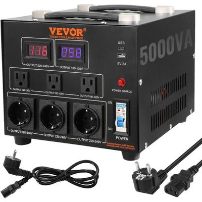 VEVOR 5000W Spannungswandler Transformator AC 110V⇋220V Transformer Wandler 3x US NEMA 5-15R Image