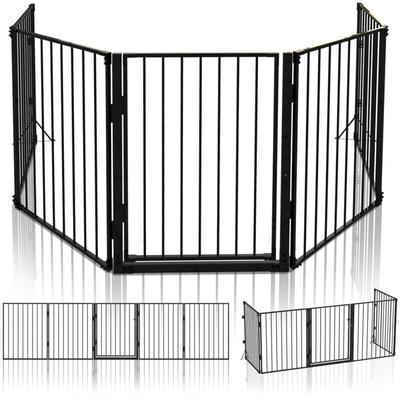 VOUNOT® Kaminschutzgitter Metall, 5 Elemente Konfigurationsgitter Faltbar, 300 x 75 cm, Schwarz Image
