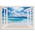 ARTland Leinwandbilder Wandbild Bild auf Leinwand Fensterblick Großartige Strandlandschaft Größe: 100x70 cm