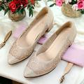 Femme Chaussures à Talons Chaussures de mariage Chaussures habillées Chaussures scintillantes Mariage Soirée Floral Strass Talon Bas Talon Bottier Bout rond Elégant Cuir microbien Maille Mocassins