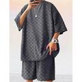 Homme Ensembles T-shirt Survêtement Chemise de tennis Ensemble short et T-shirt Manches courtes Col ras du cou Été Plaid Uni Gymnastique Occasionnel 2 pièces Vacances Tenue quotidienne Tenues de Sport