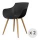 Chaise Coque Noire, pieds métal chêne (x2)