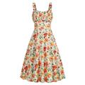 Retro Vintage 1950s Rockabilly Kleid Swing-Kleid Flare-Kleid Knie-Länge Damen Halfter Tee-Party Casual Kleid