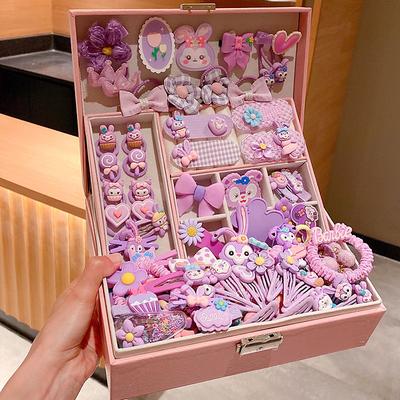 Korean Version Of Children's Pink Hair Accessories Gift Box Set Girl Princess Hair Card Girl Headwear Baby Jewelry Birthday