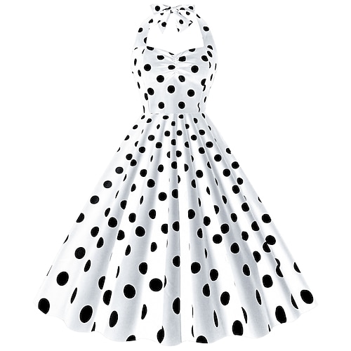 Retro Vintage 1950er Grease Outfits Rockabilly Kleid Swing Kleid Polka Dots Festliches Kleid Damen Karneval Maskerade Alltagskleid Erwachsene Kleid Heimkehrkleider Image