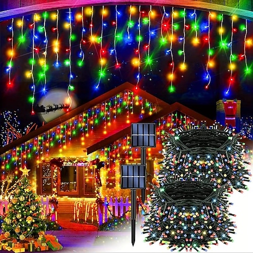 Solar-Lichterkette Mehrfarbig Solar betrieben mit 8 Modi wasserdichte Kupferdraht Feenlichter für Schlafzimmer Patio Garten Baum Party Hof Dekoration Beleuchtung für Balkon Image