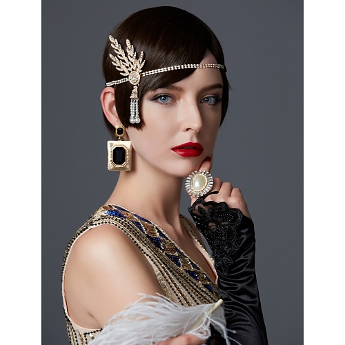 Retro Vintage Goldene Zwanziger 1920er Flapper-Stirnband Der große Gatsby Hochzeitsgast Kostüm Damen Leistung Party / Abend Geschäft / Zeremonie / Hochzeit