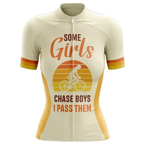 Damen Radtrikot Grafik Lustig Kurzarm Fahhrad Trikot Oberteil mit 3 Gesäßtaschen Mountainbike MTB Straßenradsport Schnelltrocknend Reflektierende Streifen Rückentasche Feuchtigkeitsableitend Sport Image