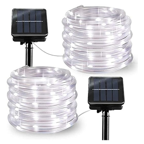 Solar-Rope-Lichter Außen wasserdicht 2 Stück 1 Stück Rope-Röhre 12 m 100 LEDs Stringlichter Außen Feen Feiertags Party Solar Gartenlicht wasserdicht luz solar Image