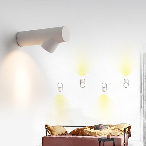 LED-Wandbeleuchtung, Ideen, Metall-Glas-Nachttisch-Wandleuchte in Schwarz/Weiß, 7 W, 10 W und geeignet für Korridor-Garagenbeleuchtung, warmes Weiß Weiß neutrales Licht, IP65, 85–265 V Image