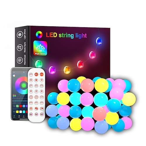 elegante dimmbare RGB-LED-Lichterkette mit App-Steuerung für Hochzeitsfeiern, wasserdicht für den Außenbereich, perfekt als Festival-Dekoration, 5/10/15/20 m Image