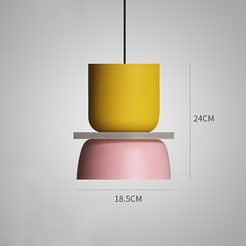 Nordische moderne Pendelleuchte, kreative Macaron-Farbe, Scheunen-Design, Mid-Century-Hängeleuchte mit Aluminiumschirm, Vintage-Industrie-Kronleuchter, Schlafzimmer, bunte Decken-Pendelleuchten, Image